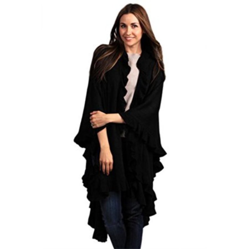 NWT Black Ruffle Shaw Wrap